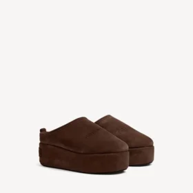 Mules de plataforma macia «Alaska» para mulher em tom café expresso claro