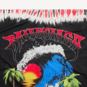 Pareo masculino com estampado tie-dye extremo em preto/vermelho