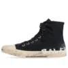 Paris Sneaker de cano alto «Algodão preto desgastado e borracha branca com graffiti» 688752W3RR41099