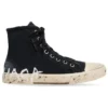 Paris Sneaker de cano alto «Algodão preto desgastado e borracha branca com graffiti» 688752W3RR41099