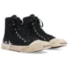Paris Sneaker de cano alto «Algodão preto desgastado e borracha branca com graffiti» 688752W3RR41099