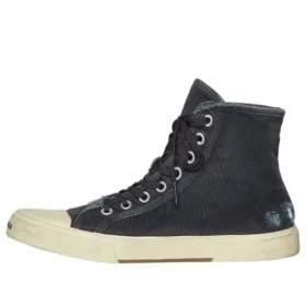 Paris Sneaker de cano alto «Algodão rasgado preto e borracha branca» 688752W3RC11090