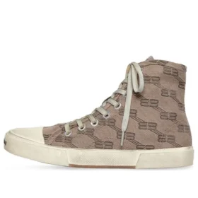 Paris Sneaker de cano alto «Tan BB Monogram Cotton and White Rubber» 688756W3RQ12298