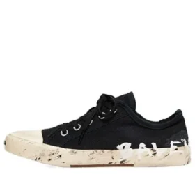 Paris Sneaker de cano baixo «Algodão preto desgastado e borracha branca com graffiti» 688754W3RR51099 Paris Sneaker de cano baixo «Algodão preto desgastado e borracha branca com graffiti» 688754W3RR51099
