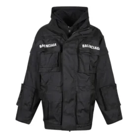 Parka Oversized em Tecido Técnico com Inserção em Jersey «Preto» 746450TOO321000