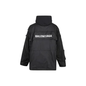 Parka Oversized em Tecido Técnico com Inserção em Jersey «Preto» 746450TOO321000