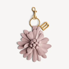 Pingente/porta-chaves feminino em forma de flor em quartzo rosa