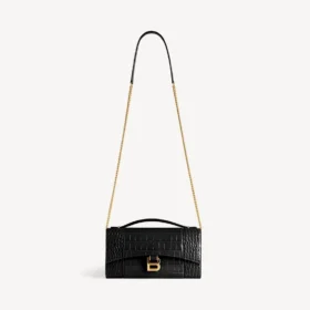 Pochette feminina em forma de Hourglass com corrente, em preto