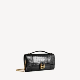 Pochette feminina em forma de Hourglass com corrente, em preto