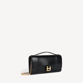 Pochette feminina em forma de Hourglass com corrente, em preto
