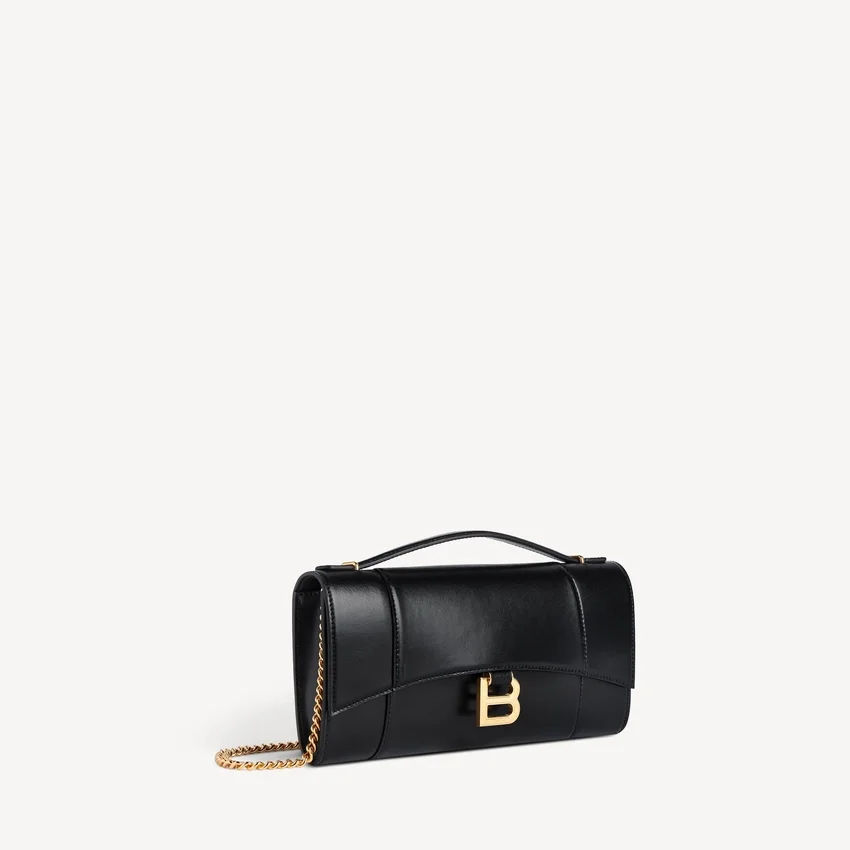 Pochette feminina em forma de Hourglass com corrente, em preto Pochette feminina em forma de Hourglass com corrente, em preto