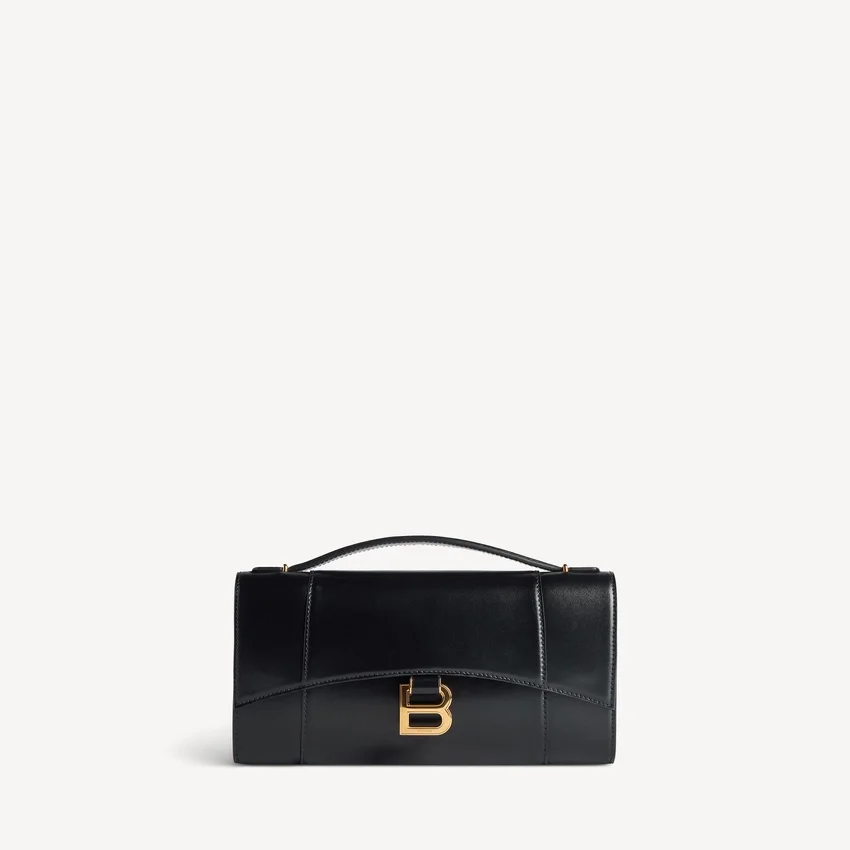 Pochette feminina em forma de Hourglass com corrente, em preto Pochette feminina em forma de Hourglass com corrente, em preto