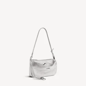 Pochette feminina Rodeo com alça tipo sling e strass em cinzento fumado