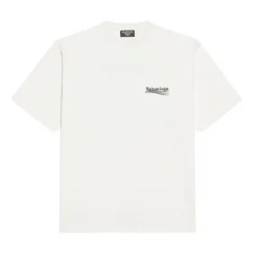 Political Campaign – Camisola de gola redonda com bordado, corte largo «Branco» 641655TKVJ19084