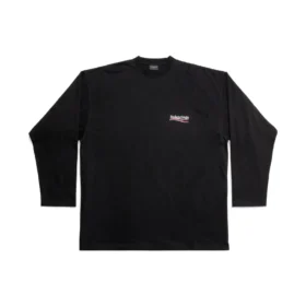 Political Campaign T-shirt comprida, corte largo «Preto» 681046TKVJ11070