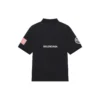 Polos de algodão de cor sólida com estampado espacial da coleção Balenciaga x NASA FW21 para homem, preto, 662493TKVG11070
