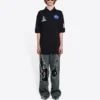 Polos de algodão de cor sólida com estampado espacial da coleção Balenciaga x NASA FW21 para homem, preto, 662493TKVG11070