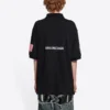 Polos de algodão de cor sólida com estampado espacial da coleção Balenciaga x NASA FW21 para homem, preto, 662493TKVG11070