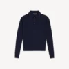Polos de malha de manga comprida para homem em azul-marinho