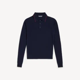 Polos de malha de manga comprida para homem em azul-marinho Polos de malha de manga comprida para homem em azul-marinho