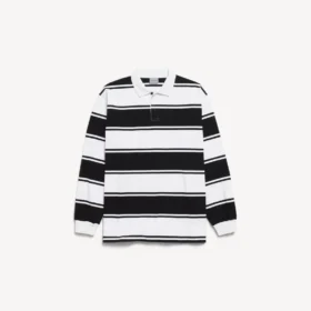 Polos de manga comprida para homem em preto/branco