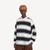 Polos de manga comprida para homem em preto/branco