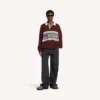 Polos desportivos masculinos com remendos em blocos, em cor de vinho/multicolorido