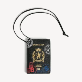 Porta-cartões de passaporte para homem com pingente em preto/multicolorido