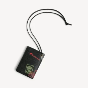 Porta-cartões de passaporte para homem com pingente em preto/multicolorido