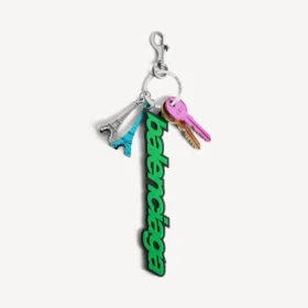 Porta-chaves/charm Balenciaga estilo motoqueiro para mulher em verde/preto
