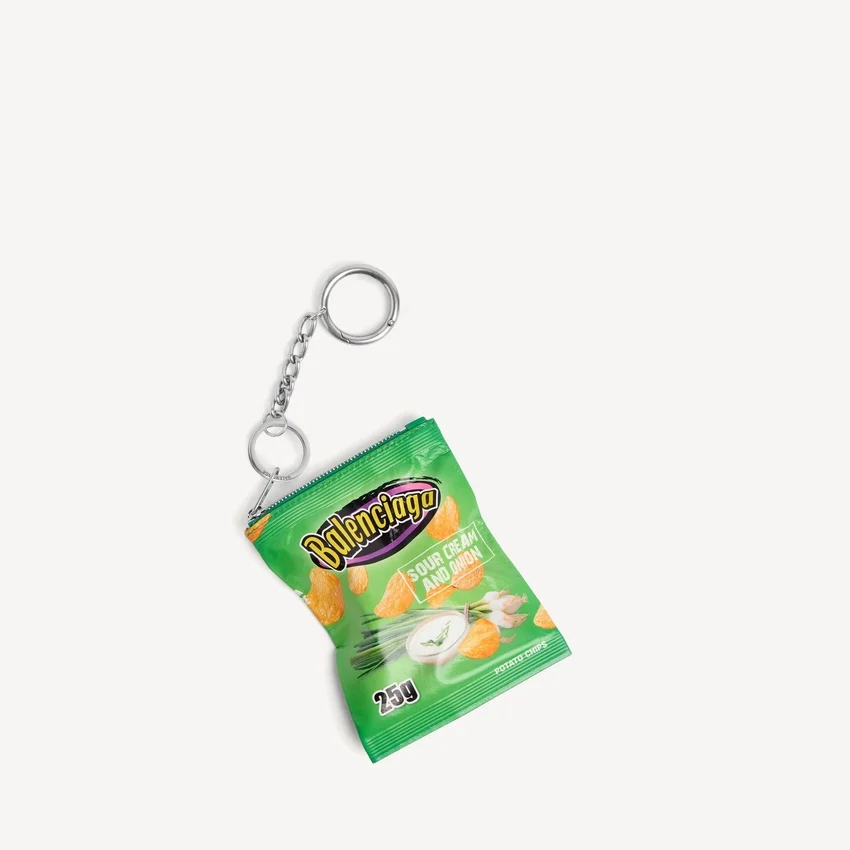 Porta-chaves com pingente «chips» em verde Porta-chaves com pingente «chips» em verde
