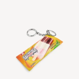 Porta-chaves/pingente para homem em forma de bolsa de snacks, na cor amarela