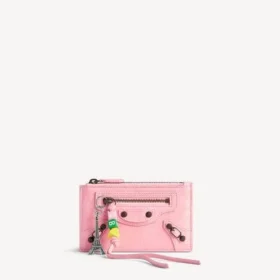 Porta-moedas e porta-cartões longo «City» para mulher em rosa vintage