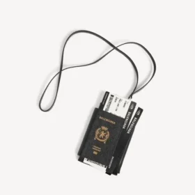Porta-telemóvel para passaporte masculino em preto