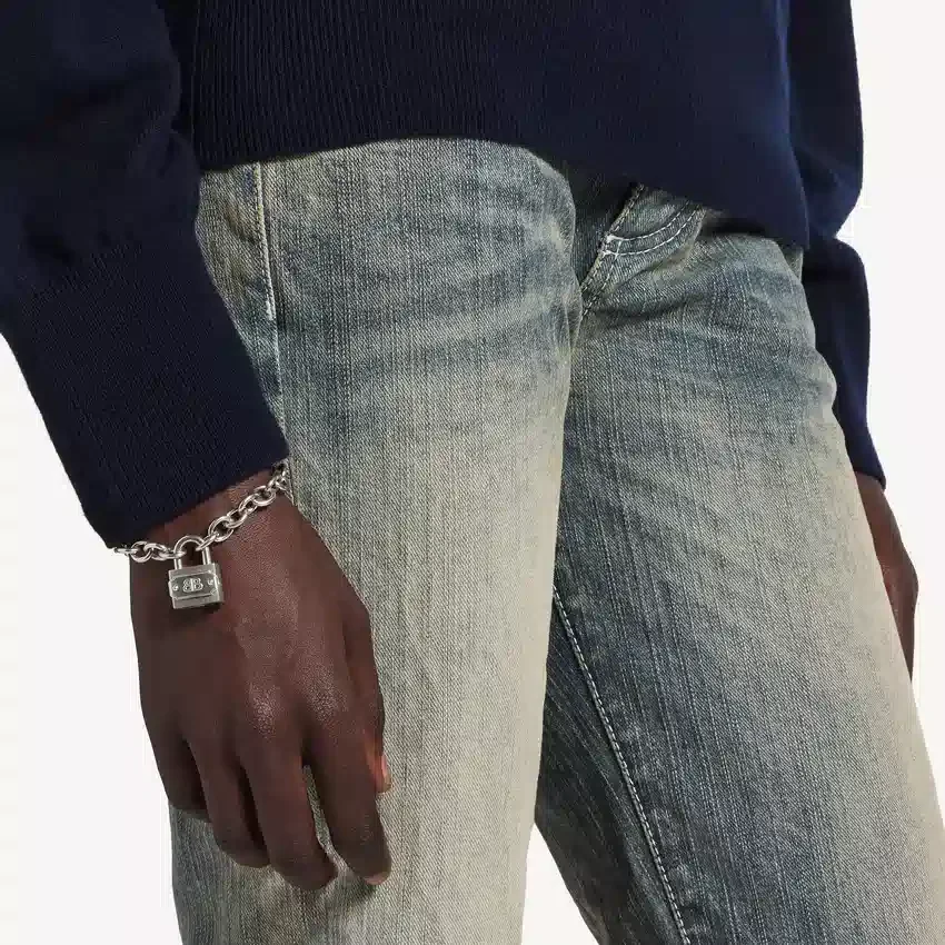 Pulseira com cadeado em Si bemol, prata/prata antiga Pulseira com cadeado em Si bemol, prata/prata antiga
