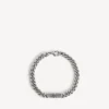 Pulseira fina «Gourmette» «BB Icon» para homem em prata antiga
