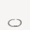 Pulseira fina «Gourmette» «BB Icon» para homem em prata antiga