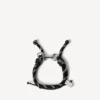 Pulseira Malibu em cordão preto/branco/prateado brilhante