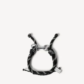 Pulseira Malibu em cordão preto/branco/prateado brilhante
