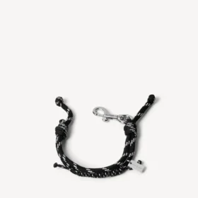 Pulseira Malibu em cordão preto/branco/prateado brilhante