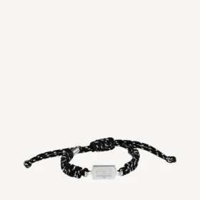 Pulseira Saint-Germain em renda preta/branca/prata brilhante