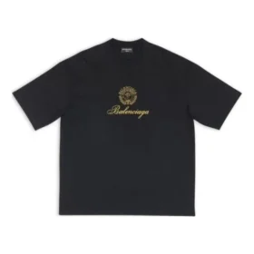 Qixi Crest T-shirt, corte médio, “Preto” 612966TMVL41075