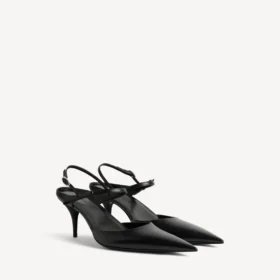 Sandália feminina «Avenue Bow» com tiras atrás em preto/prateado