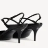 Sandália feminina «Avenue Bow» com tiras atrás em preto/prateado