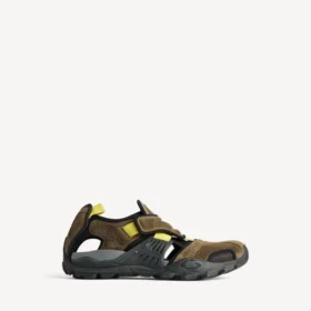 Sandálias de caminhada para homem em cinzento-escuro/preto/amarelo néon