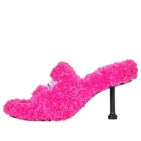 Sandálias de saltos altos peludas de 80 mm «Rosa» 656632W2DO15096