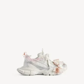 Sapatilha com atacadores 3XL para mulher em branco/rosa claro