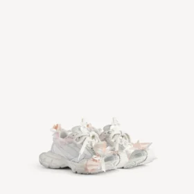 Sapatilha com atacadores 3XL para mulher em branco/rosa claro