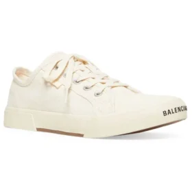 Sapatilha de cano baixo Paris «Algodão Branco Desgastado e Borracha Branca» 688757W3RC59090