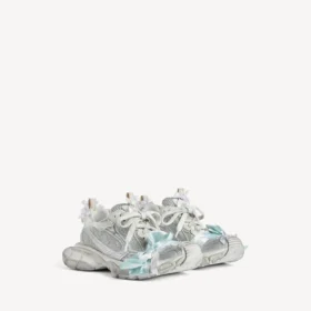 Sapatilha de cordões 3XL para mulher em cinzento-acastanhado/branco/azul claro Sapatilha de cordões 3XL para mulher em cinzento-acastanhado/branco/azul claro